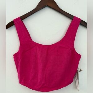 NEW Midnight Sky Women's Pink Wide Strap Cropped Tank Top Blouse Size Small